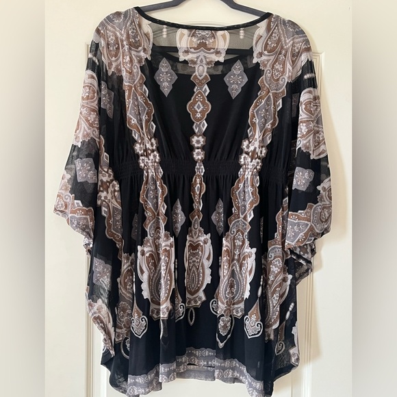 INC International Concepts Black Nylon Patterned Blouse Camisole Women's size M - Picture 9 of 16